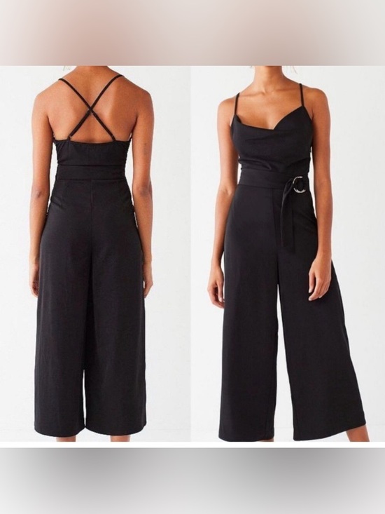 Pants - Urban outfitters Black Wide-Leg Jumpsuit with Belt